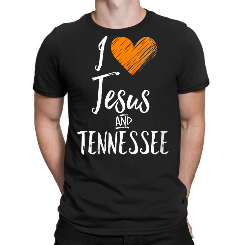 Womens I Love Jesus And Tennessee Shirt Orange Heart Cute Fan Gift V N T-Shirt by paisleafuscaldo | Artistshot