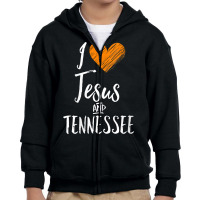 Womens I Love Jesus And Tennessee Shirt Orange Heart Cute Fan Gift V N Youth Zipper Hoodie | Artistshot