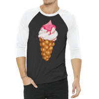 Bubble Waffle Ice Cream T  Shirt Egg Bubble Waffle Vanilla Ice Cream W 3/4 Sleeve Shirt | Artistshot