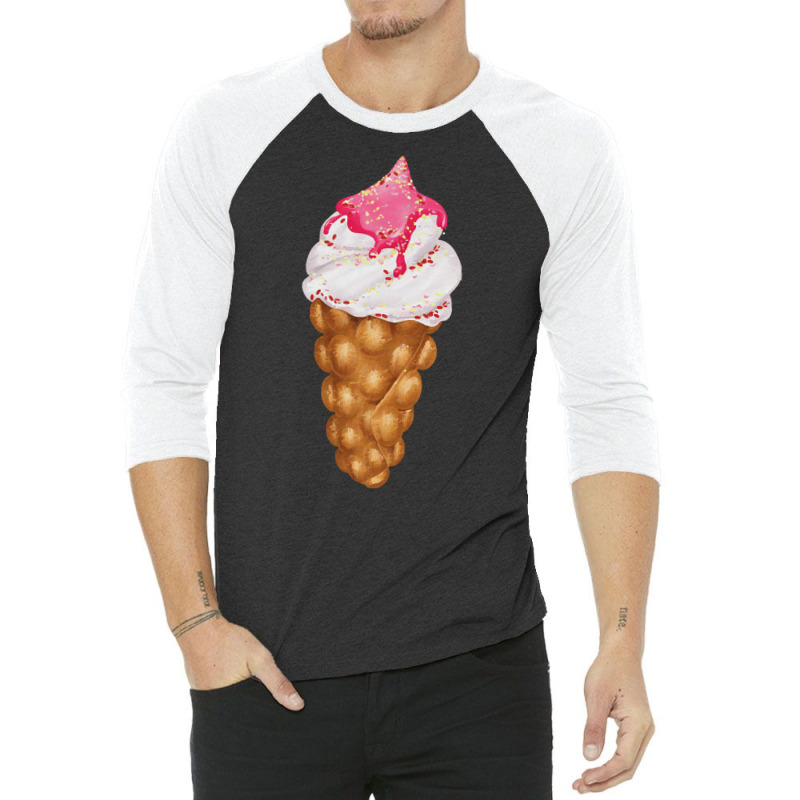 Bubble Waffle Ice Cream T  Shirt Egg Bubble Waffle Vanilla Ice Cream W 3/4 Sleeve Shirt by ebertlance489 | Artistshot