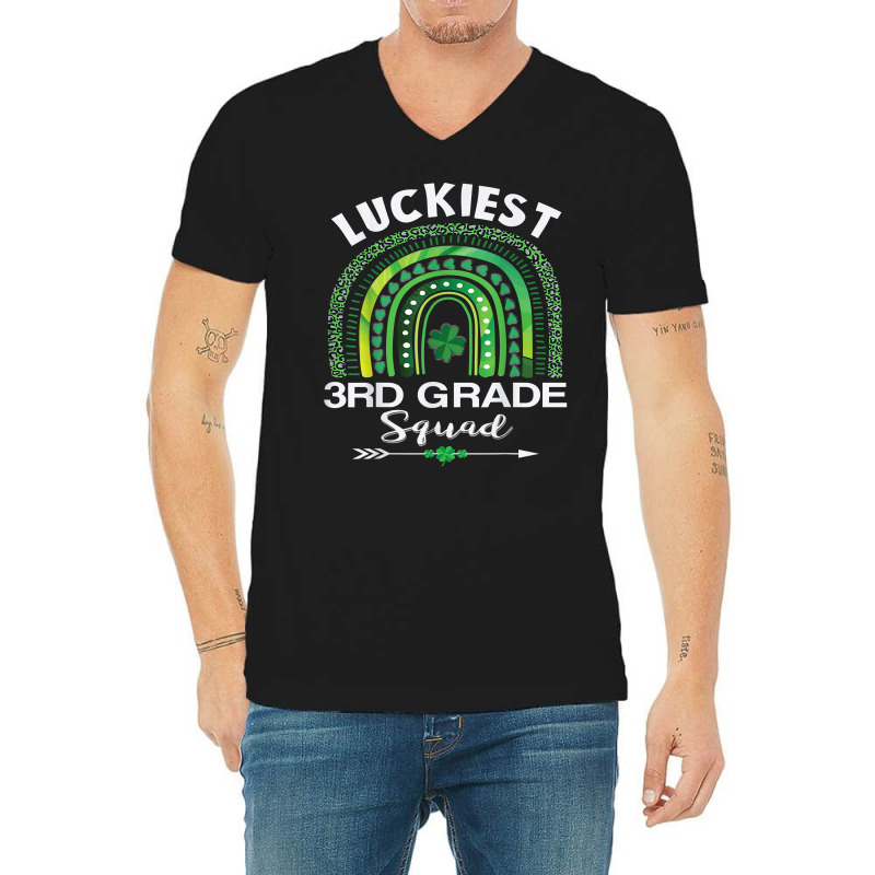 St Patrick Day Teacher Gift Cute Luckiest 3rd Grade Squad T Shirt V-neck Tee | Artistshot