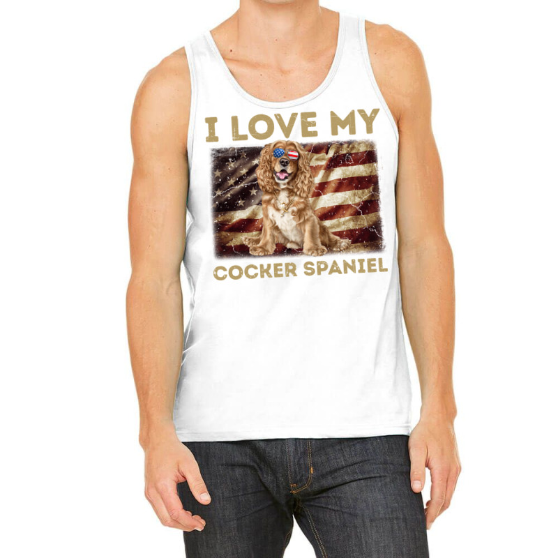 I Love My Cocker Spaniel Dad Mom American Flag Sweatshirt Tank Top by CharlesLCross | Artistshot