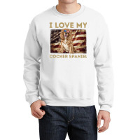 I Love My Cocker Spaniel Dad Mom American Flag Sweatshirt Crewneck Sweatshirt | Artistshot