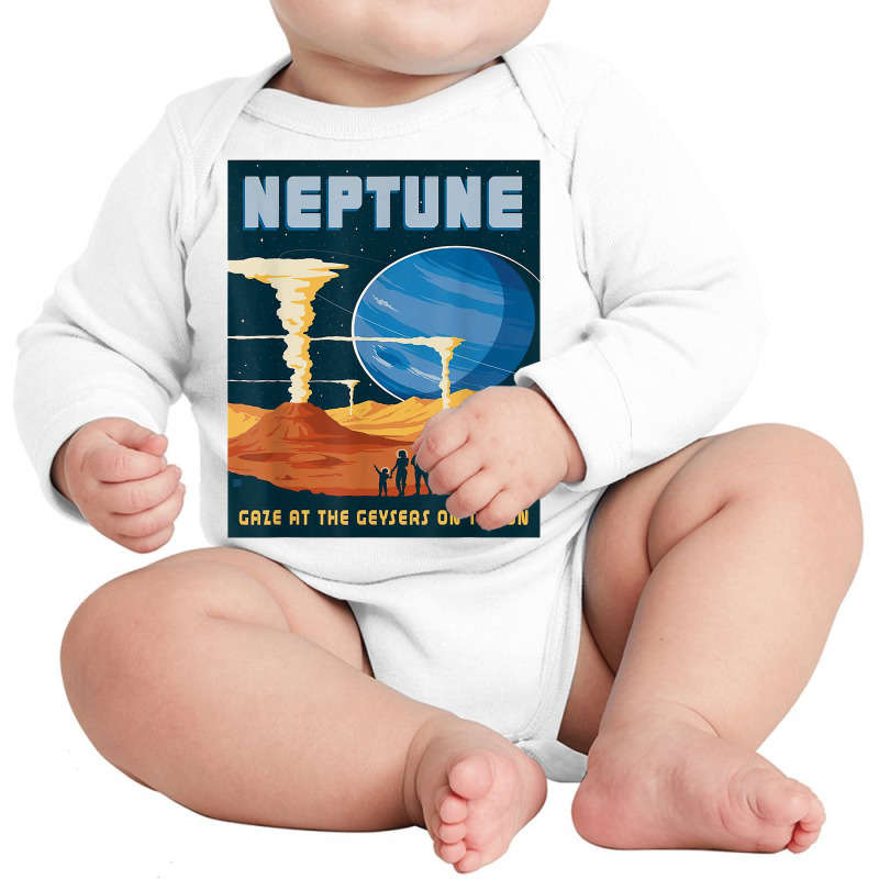 Retro Neptune Gaze At The Geysers On Triton Space Tourism T Shirt Long Sleeve Baby Bodysuit by puawhla | Artistshot