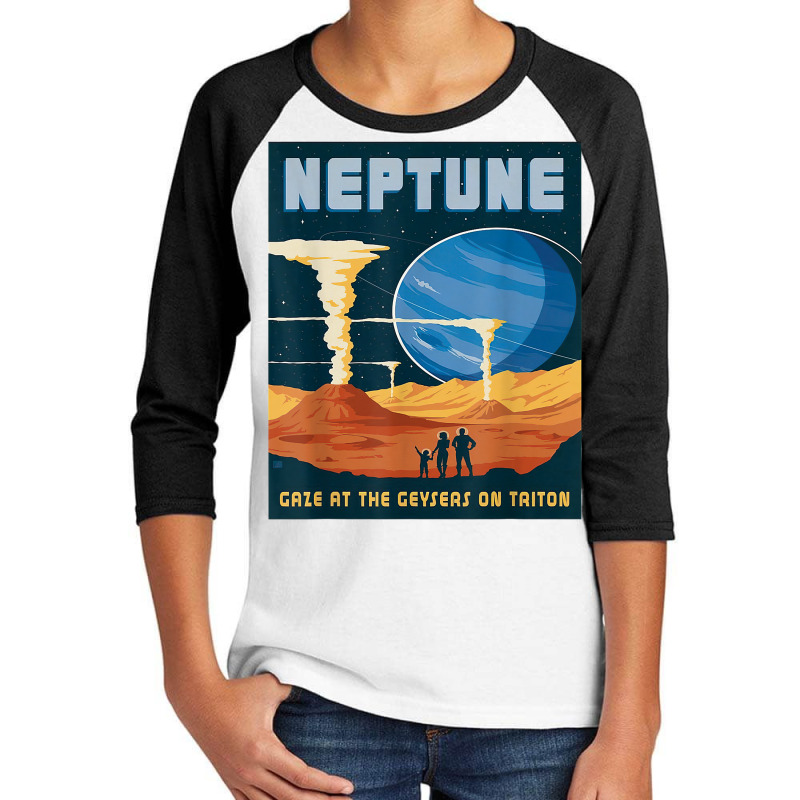 Retro Neptune Gaze At The Geysers On Triton Space Tourism T Shirt Youth 3/4 Sleeve by puawhla | Artistshot