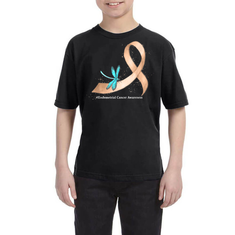 Hippie Dragonfly Peach Ribbon Endometrial Cancer Awareness T Shirt Youth Tee by mikidicosmo | Artistshot