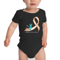 Hippie Dragonfly Peach Ribbon Endometrial Cancer Awareness T Shirt Baby Bodysuit | Artistshot