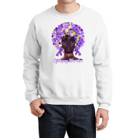 Purple Flowers Afro Hair Black Woman Epilepsy Warrior T Shirt Crewneck Sweatshirt | Artistshot