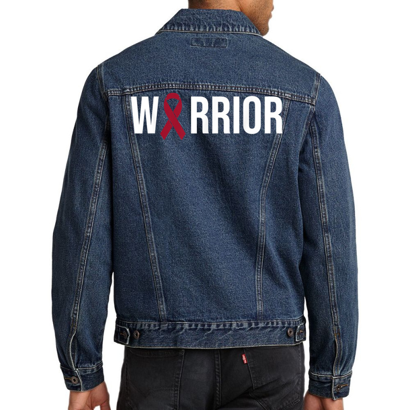 Multiple Myeloma Awareness Burgundy Ribbon Warrior T Shirt Men Denim Jacket | Artistshot