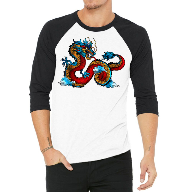 Beautiful Chinese Dragon In The Clouds Art T Shirt 3/4 Sleeve Shirt | Artistshot