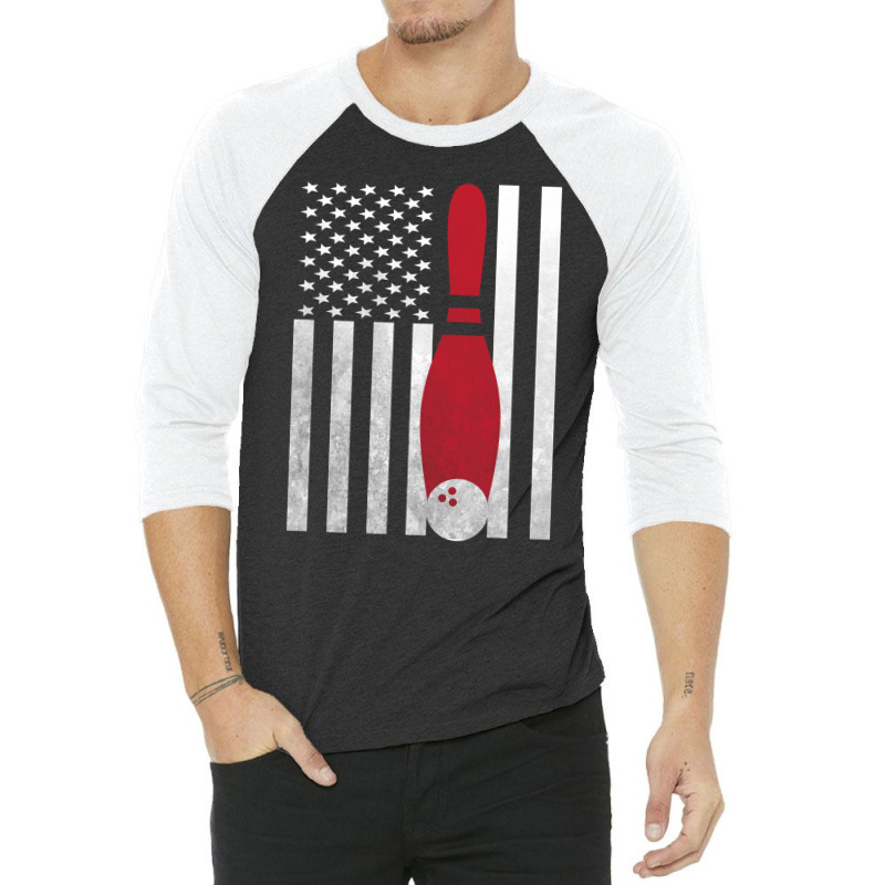 Bowling Bowler - America Usa Flag 3/4 Sleeve Shirt | Artistshot