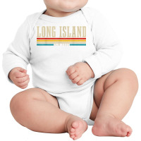 Long Island Ny New York Pride Vintage Long Island T Shirt Long Sleeve Baby Bodysuit | Artistshot