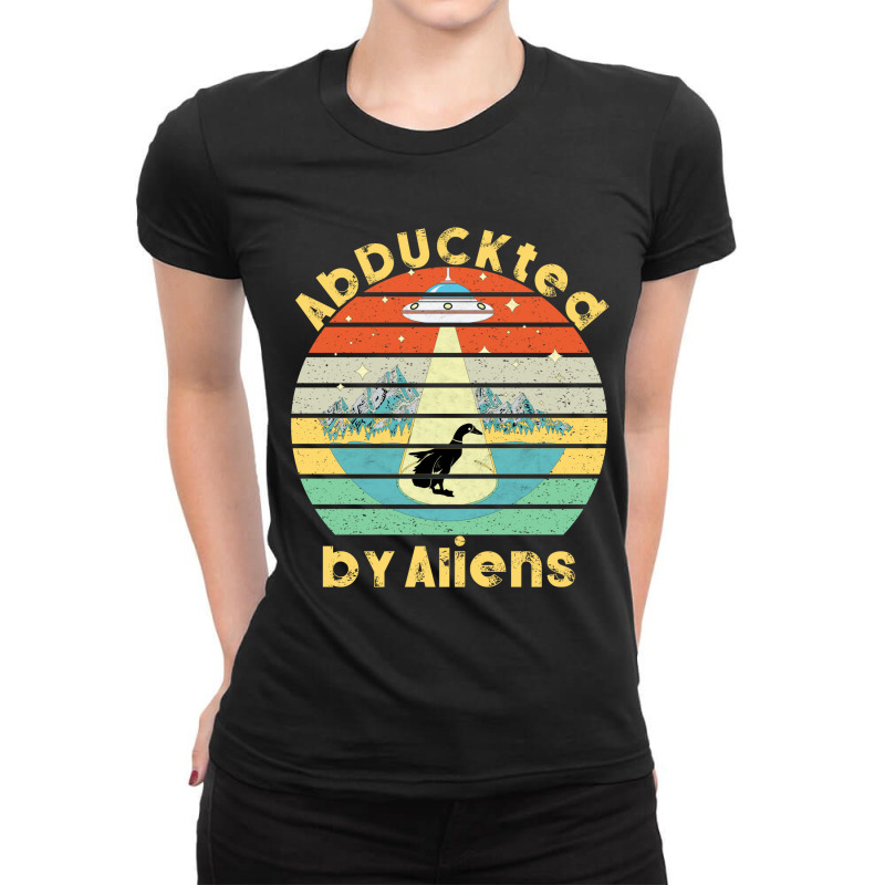 Abduckted By Aliens Vintage Sunset Ladies Fitted T-Shirt by Qudkin | Artistshot