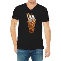 Bubble Waffle Ice Cream T  Shirt Egg Bubble Waffle Vanilla Ice Cream A V-neck Tee | Artistshot