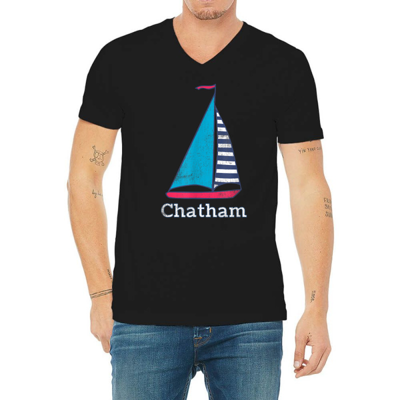 Distressed Chatham Massachusetts Sailing Sail Boat Cape Cod T Shirt V-neck Tee | Artistshot