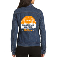 Mackinac Island Michigan Bridge T Shirt Ladies Denim Jacket | Artistshot