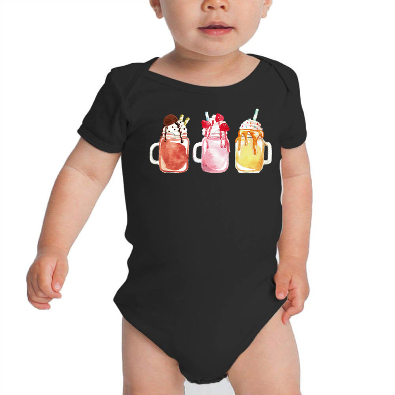 Chocolate Strawberry Vanilla Milkshake T  Shirt Triple Milkshake Set T Baby Bodysuit by thymeartiste | Artistshot