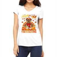 Thanksgiving Yorkshire Terrier Wearing Turkey Costume Autumn T Shirt Women's V-neck T-shirt | Artistshot