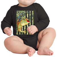 Fishing  Shirt Camouflage U S Flag American Fisherman Angle Fish Fishi Long Sleeve Baby Bodysuit | Artistshot