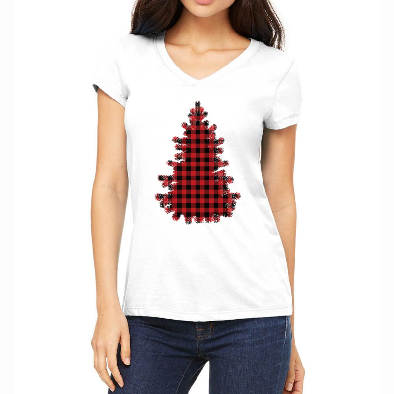 Christmas Tree Red Lumberjack Women's V-neck T-shirt | Artistshot