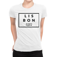 Portugal Capital Coordinates   Lisbon T Shirt Ladies Fitted T-shirt | Artistshot