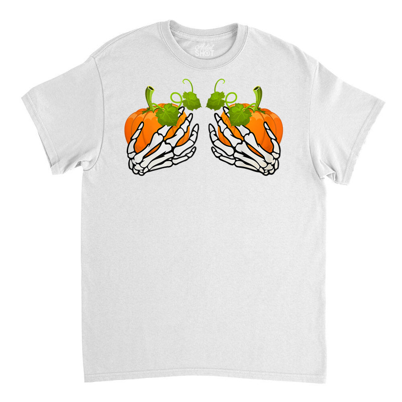 Pumpkin Boobs Shirt Funny Halloween T-Shirt Skeleton Boobs T Shirt