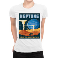 Retro Neptune Gaze At The Geysers On Triton Space Tourism T Shirt Ladies Fitted T-shirt | Artistshot