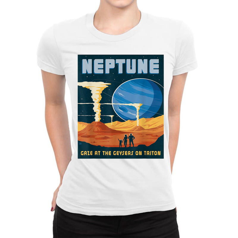 Retro Neptune Gaze At The Geysers On Triton Space Tourism T Shirt Ladies Fitted T-Shirt by puawhla | Artistshot