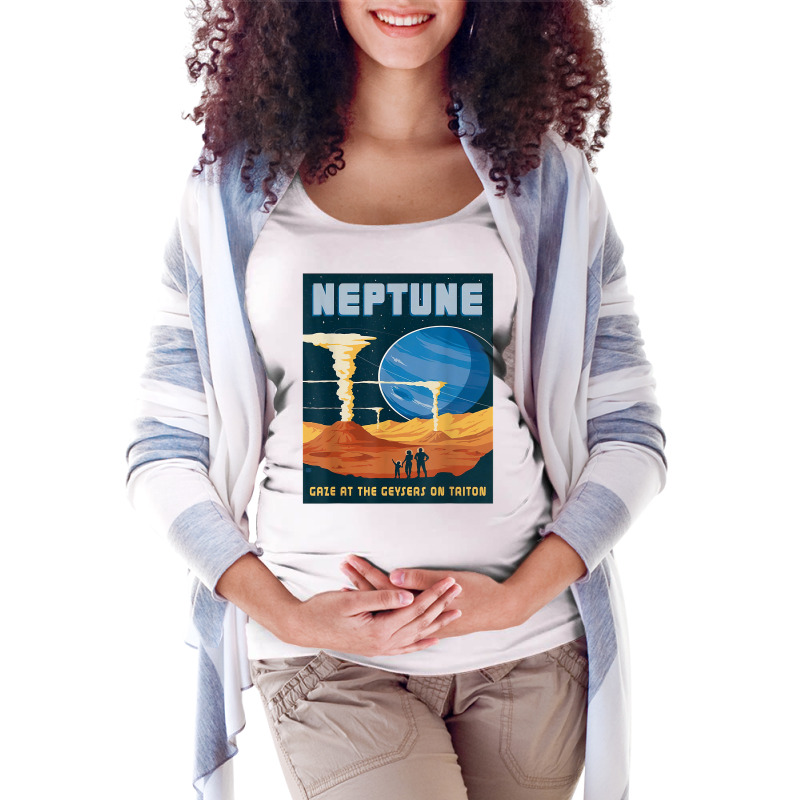 Retro Neptune Gaze At The Geysers On Triton Space Tourism T Shirt Maternity Scoop Neck T-shirt by puawhla | Artistshot