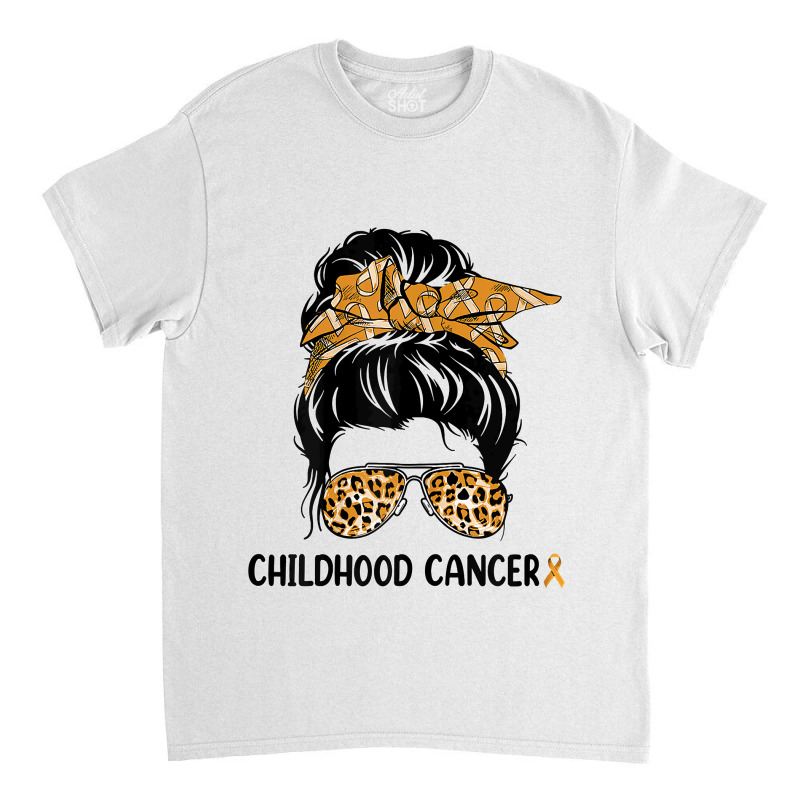 Womens Childhood Cancer Warrior Messy Bun Awareness Be Strong T Shirt Classic T-shirt | Artistshot