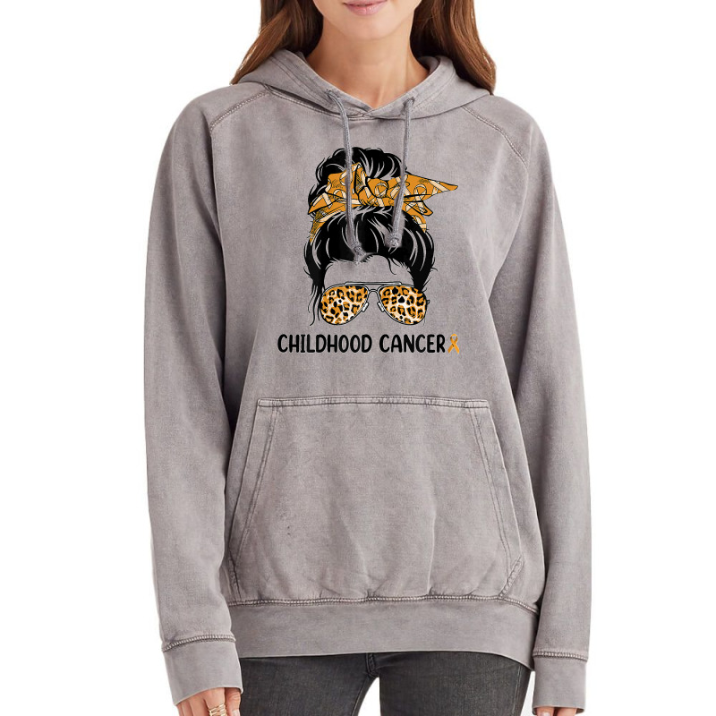 Womens Childhood Cancer Warrior Messy Bun Awareness Be Strong T Shirt Vintage Hoodie | Artistshot