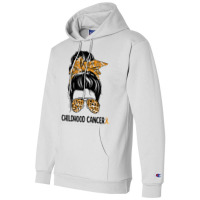 Womens Childhood Cancer Warrior Messy Bun Awareness Be Strong T Shirt Champion Hoodie | Artistshot