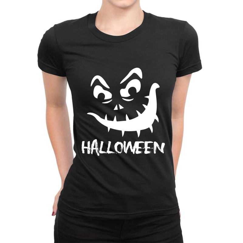 Halloween Pumpkin Funny Face Classic Ladies Fitted T-shirt | Artistshot