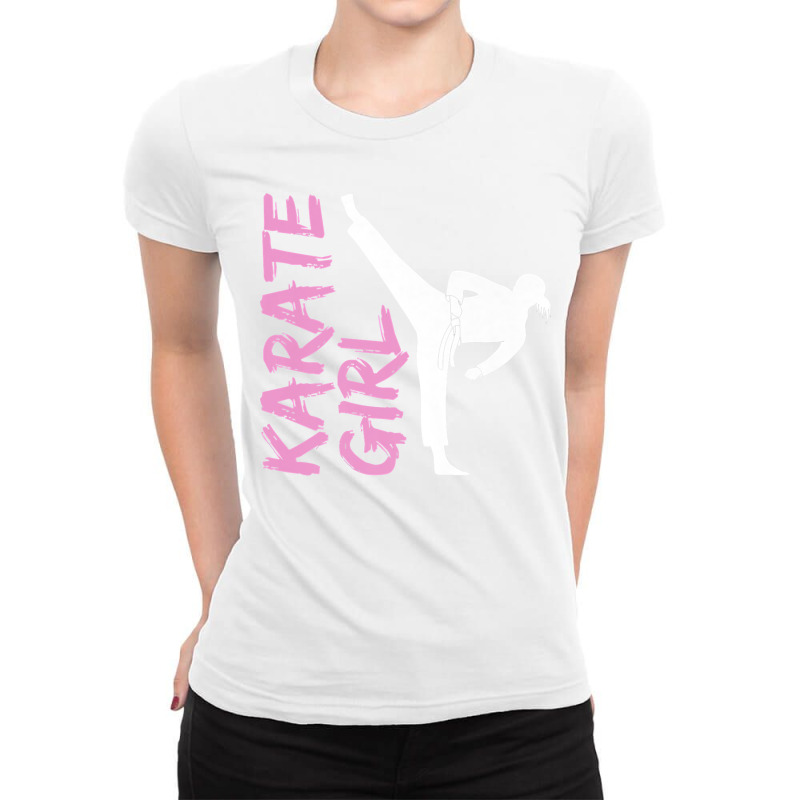 Karate Girl Self Defence Kick Cute Martial Artist Girls Premium Ladies Fitted T-Shirt by PhoebeHaggett | Artistshot