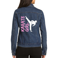 Karate Girl Self Defence Kick Cute Martial Artist Girls Premium Ladies Denim Jacket | Artistshot