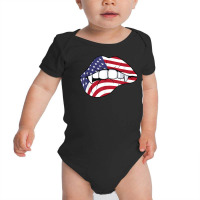 Lips Us Flag Vampire Kiss Mouth T Shirt Baby Bodysuit | Artistshot