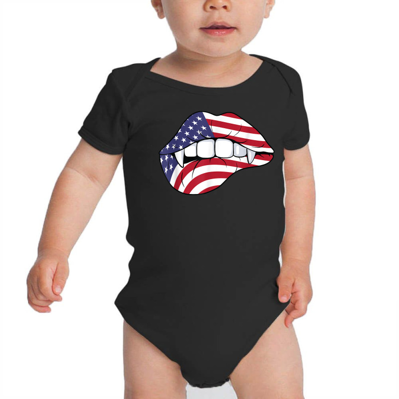 Lips Us Flag Vampire Kiss Mouth T Shirt Baby Bodysuit by dornakgb | Artistshot