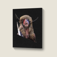 The Horned Shirtless Trump Protestor Portrait Canvas Print | Artistshot