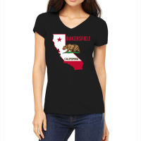 Bakersfield   California Flag  Cool Vintage Bakersfield Ca Premium T S Women's V-neck T-shirt | Artistshot