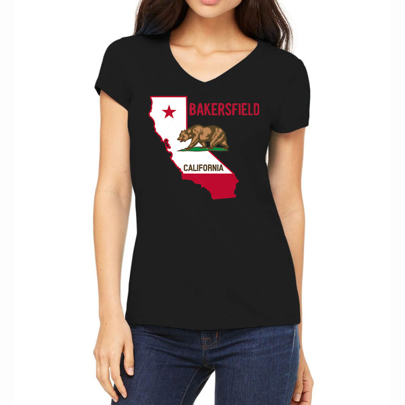 Bakersfield   California Flag  Cool Vintage Bakersfield Ca Premium T S Women's V-Neck T-Shirt by Gondran | Artistshot