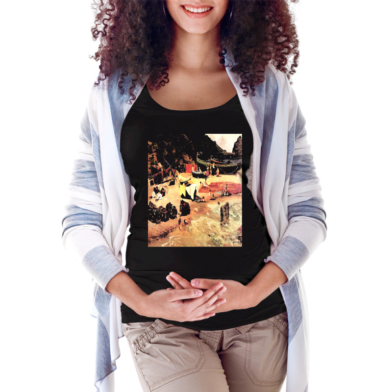 Famous Paintings T  Shirt Fishing Boats At Capri T  Shirt Maternity Scoop Neck T-shirt by geldingavocet | Artistshot