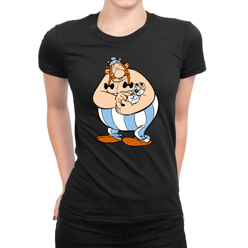 Obelix And Dogmatix Asterix Ladies Fitted T-Shirt by qimanariski | Artistshot