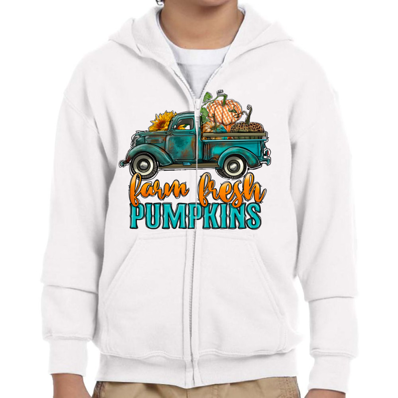 Farm Fresh Pumpkins Truck Youth Zipper Hoodie by RanaPortraitStore | Artistshot