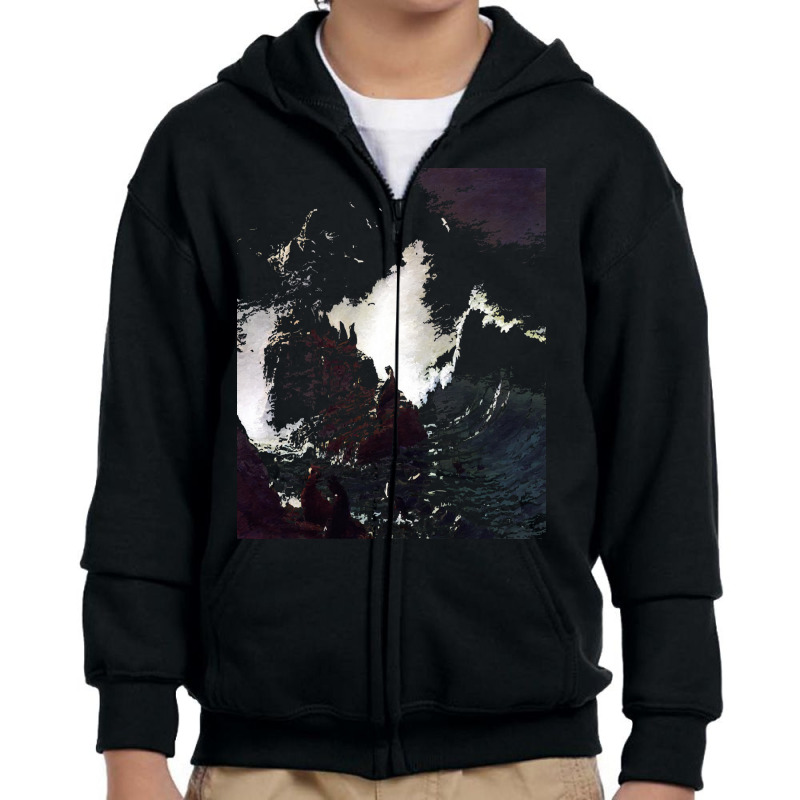 Famous Paintings T  Shirt Seals On The Rocks Farallon Islands By Alber Youth Zipper Hoodie | Artistshot