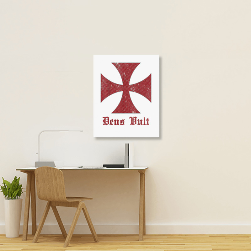 Deus Vult Templar Order Knights Templar Holy Cross Helmet T Shirt Portrait Canvas Print | Artistshot