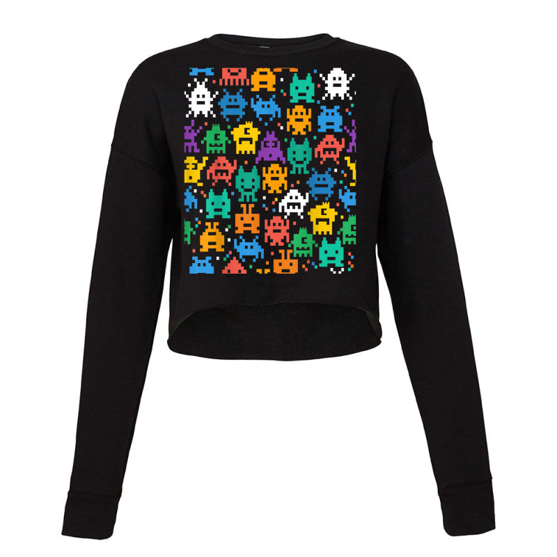 Invaders I Love 80s Retro 8 Bit Space Monsters Cropped Sweater by Hoang95 | Artistshot