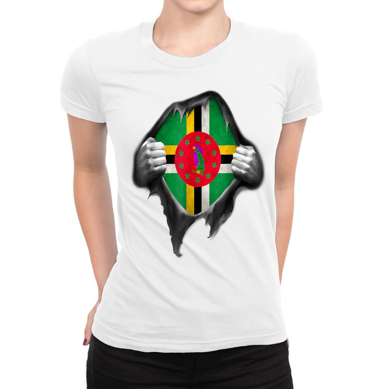 Dominica Flag T Shirt Dominican Roots Dna T Shirt Ladies Fitted T-Shirt by survisgn | Artistshot