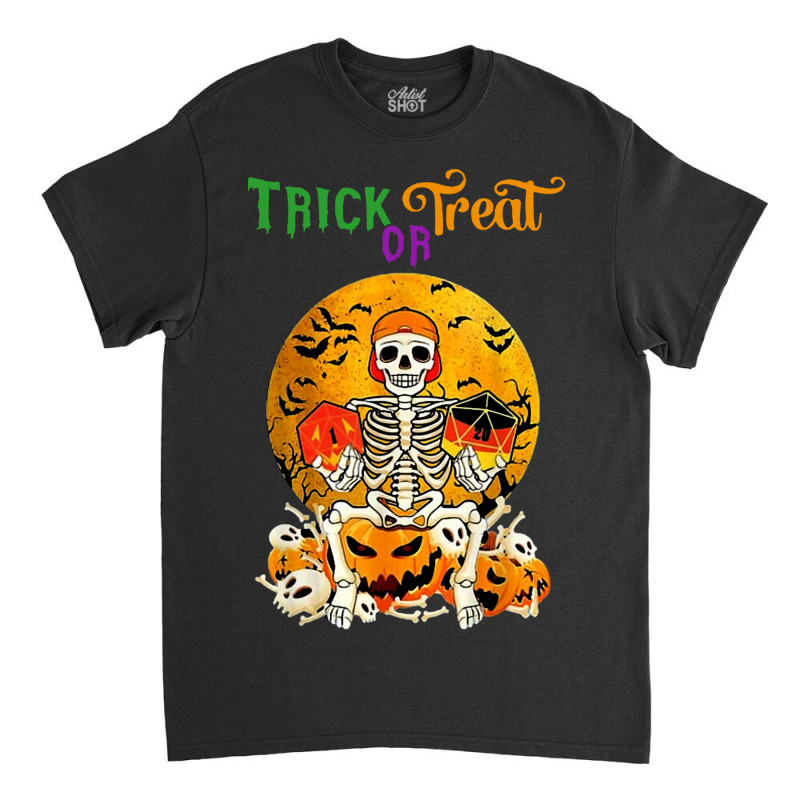 Trick Or Treat Skeleton Roll For Initiative Role Playing Classic T-shirt by Agus w | Artistshot