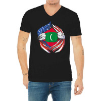 Maldives Flag American Proud Of My Maldivian Heritage T Shirt V-neck Tee | Artistshot