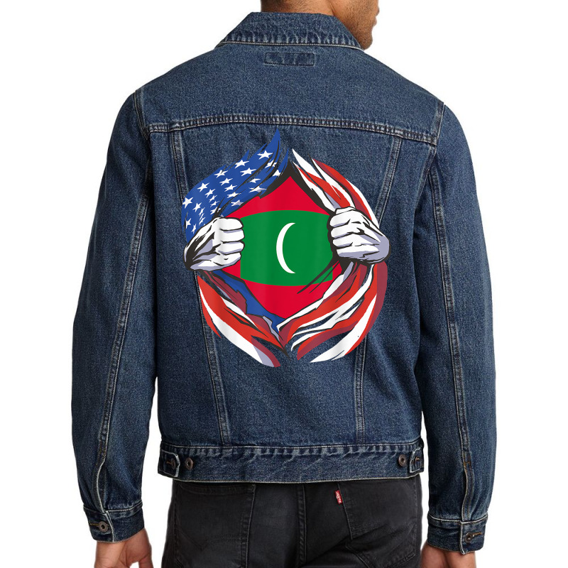 Maldives Flag American Proud Of My Maldivian Heritage T Shirt Men Denim Jacket | Artistshot